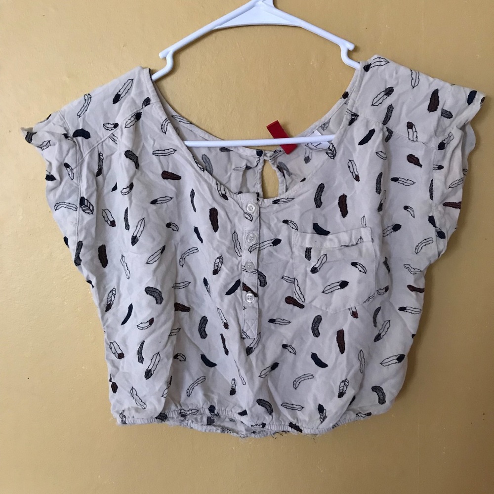 Feather Print Crop Top